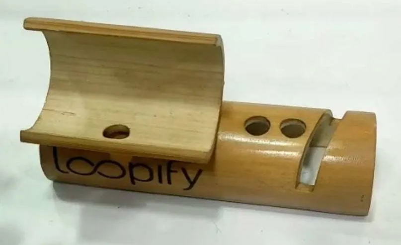 Engraved bamboo phone stand