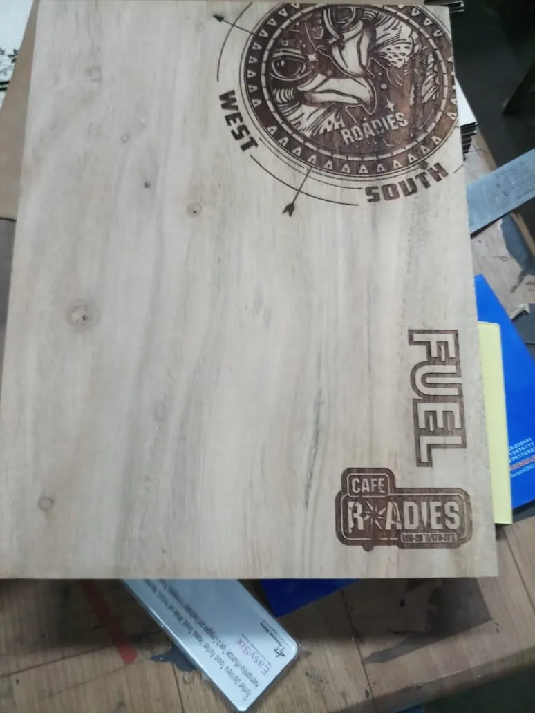 Laser-engraved wooden board, Roadies